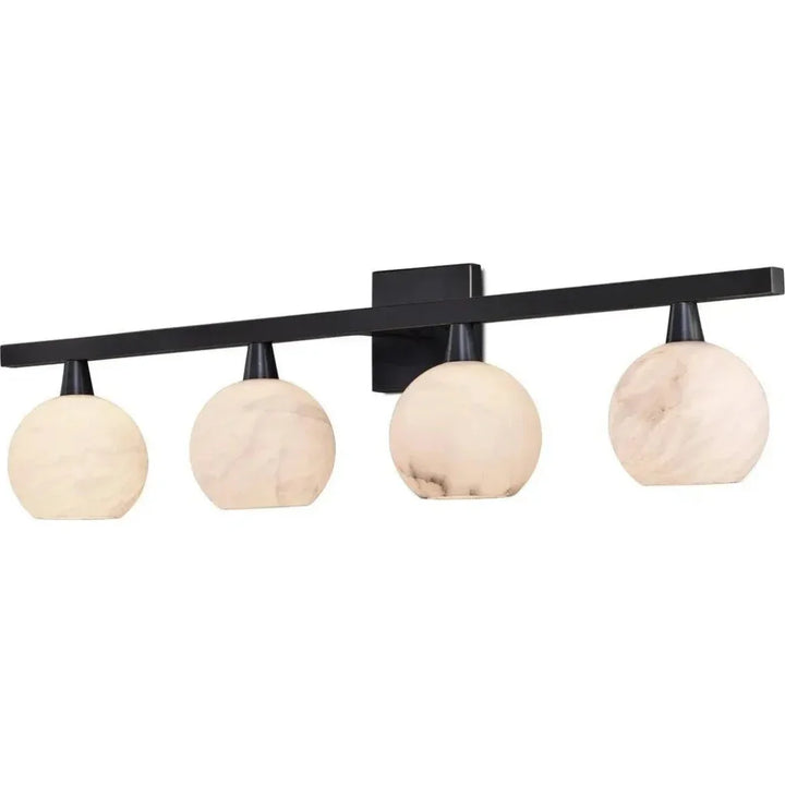 Bombelles Metal and Alabaster Black Bath Bar - LOOMLAN - Currey & Co - Wall Sconces
