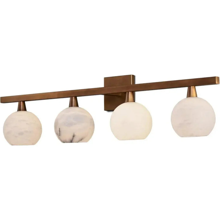 Bombelles Metal and Alabaster Gold Bath Bar - LOOMLAN - Currey & Co - Wall Sconces