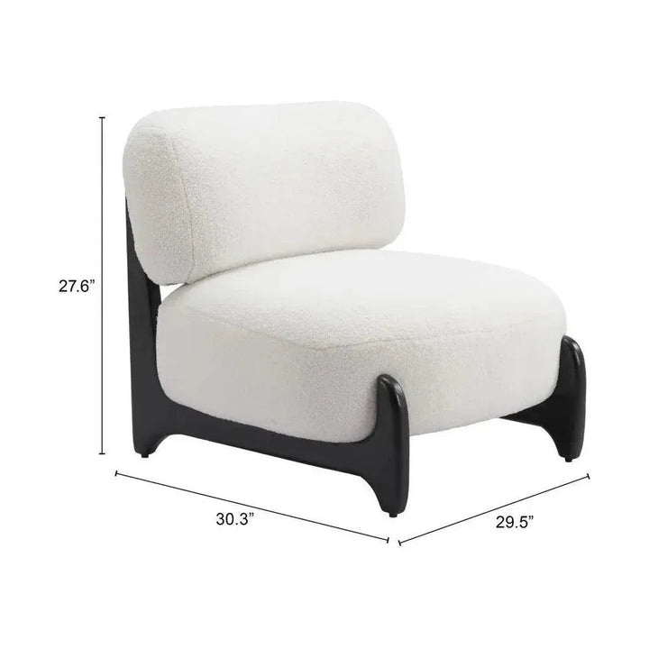 Bombo Wood White Armless Accent Chair - LOOMLAN - Zuo Modern - Club Chairs