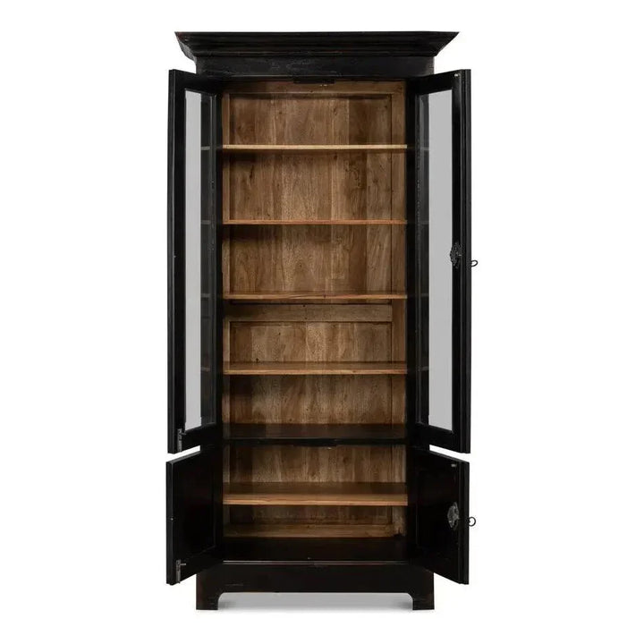 Bookcase Display Curion Glass Doors Ebony - LOOMLAN - Sarreid - Bookcases