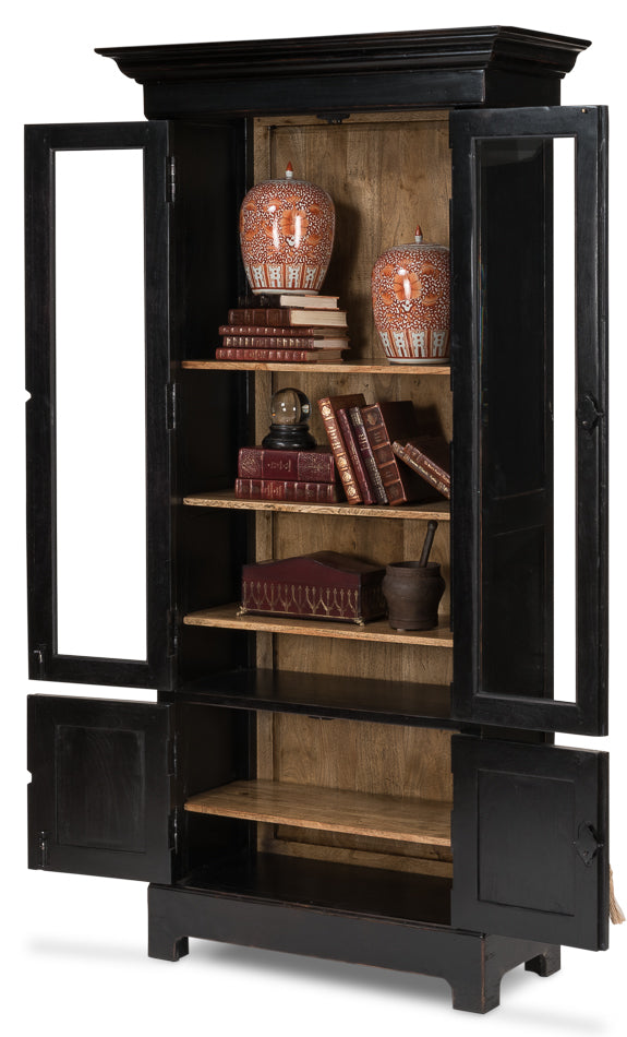 Bookcase Display Curion Glass Doors In Ebony Finish-Buffets & Curios-Sarreid-LOOMLAN