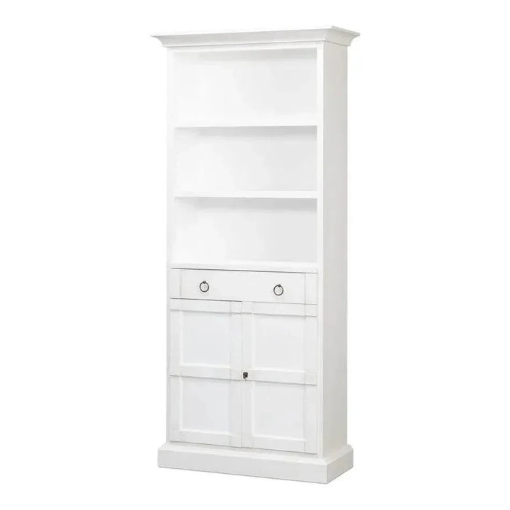 Bookcase With Doors and Drawer Cortina White - LOOMLAN - Sarreid - Bookcases
