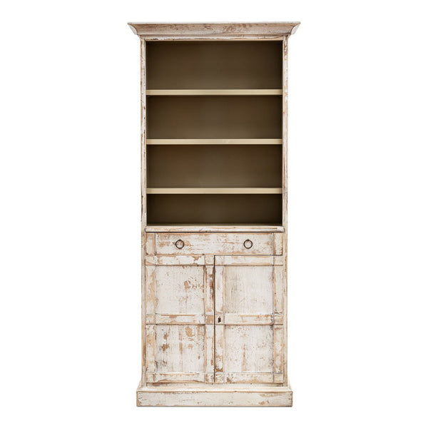 Bookcase With Doors and Drawer Disrupted White-Bookcases-Sarreid-LOOMLAN