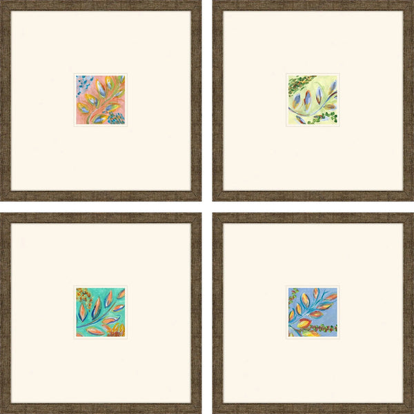 Botanica Blue Framed Wall Art 4PC