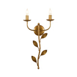 Botanical Leaf Design Iron Wall Sconce-Wall Sconces-Chelsea House-Gold-LOOMLAN