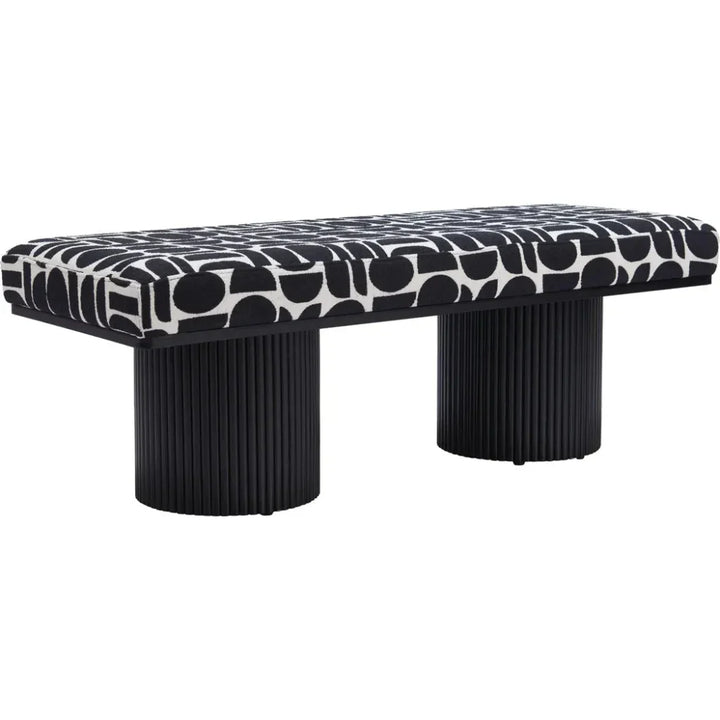 Botoia Wood Black Bench with Plush Fabric - LOOMLAN - Zuo Modern - Bedroom Benches