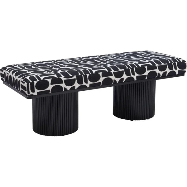 Botoia Wood Black Bench with Plush Fabric - LOOMLAN - Zuo Modern - Bedroom Benches