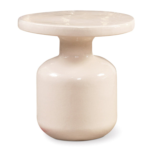 Bottle Accent Table - White Outdoor End Table-Outdoor Side Tables-Seasonal Living-LOOMLAN