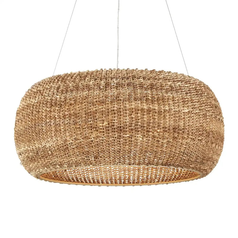 Boucle Iron Framed Rattan Chandelier