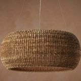 Boucle Iron Framed Rattan Chandelier