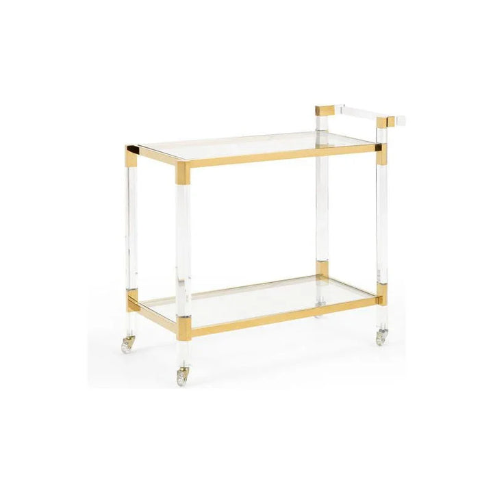 Boulevardier Steel Frame Bar Cart-Home Bar Carts-Wildwood-Clear/Gold-LOOMLAN