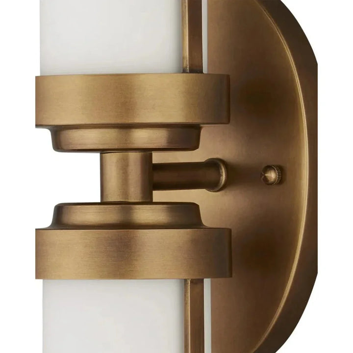 Bowland Metal & Glass Gold Bath Wall Sconce - LOOMLAN - Currey & Co - Wall Sconces