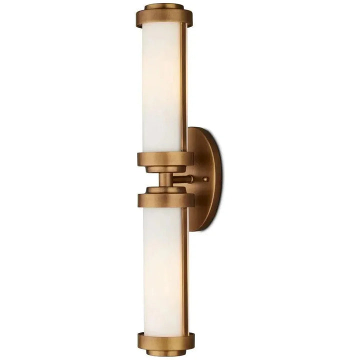 Bowland Metal & Glass Gold Bath Wall Sconce - LOOMLAN - Currey & Co - Wall Sconces