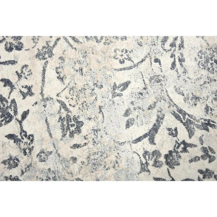 Boxy Scroll Gray Kitchen Hallway Runner Rug - LOOMLAN