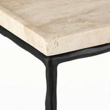 Boyles Travertine Accent Table Barry Goralnick Collection Side Tables LOOMLAN By Currey & Co