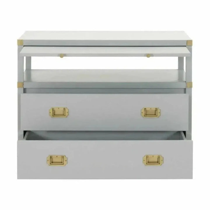 Bradley 2 Drawers Gray Nightstand Pull Out Tray - LOOMLAN - Essentials For Living - Nightstands