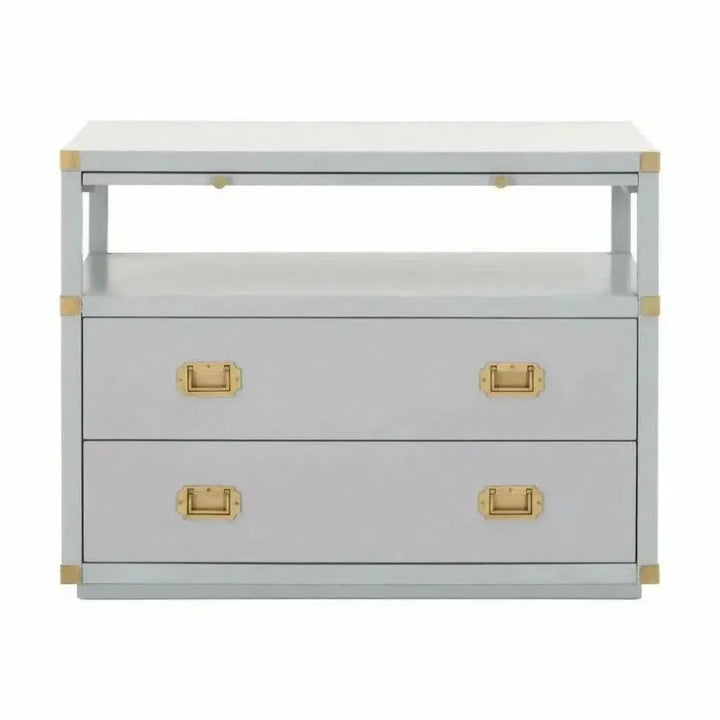 Bradley 2 Drawers Gray Nightstand Pull Out Tray - LOOMLAN - Essentials For Living - Nightstands