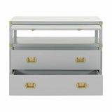 Bradley 2 Drawers Gray Nightstand With Pull Out Tray Nightstands LOOMLAN By Essentials For Living