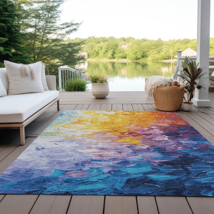 Braearis Gold Washable Indoor - Outdoor Rug - LOOMLAN - LOOMLAN Rugs - Outdoor Rugs