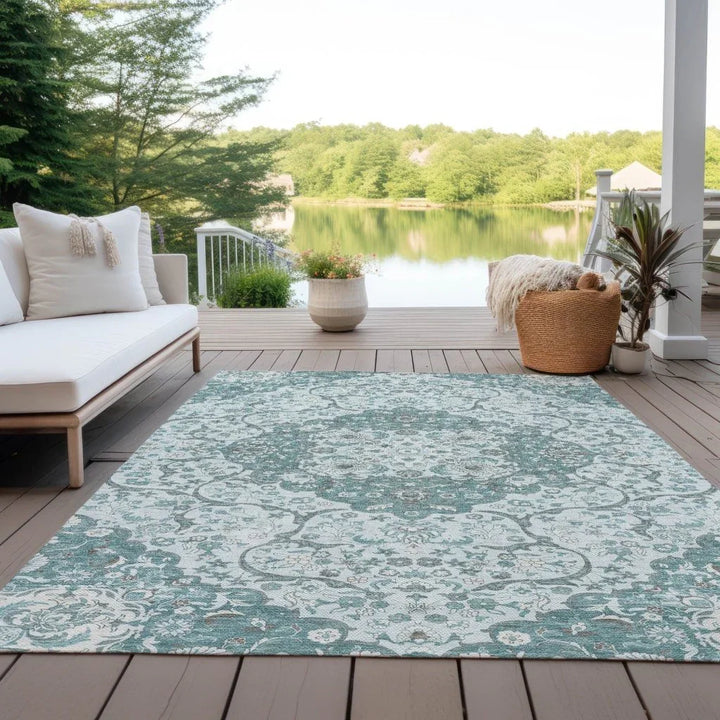 Braeor Teal Washable Indoor - Outdoor Rug - LOOMLAN - LOOMLAN Rugs - Outdoor Rugs