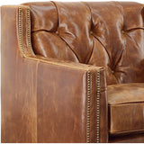 Brandy Grain Brown Leather Large Swivel Chair