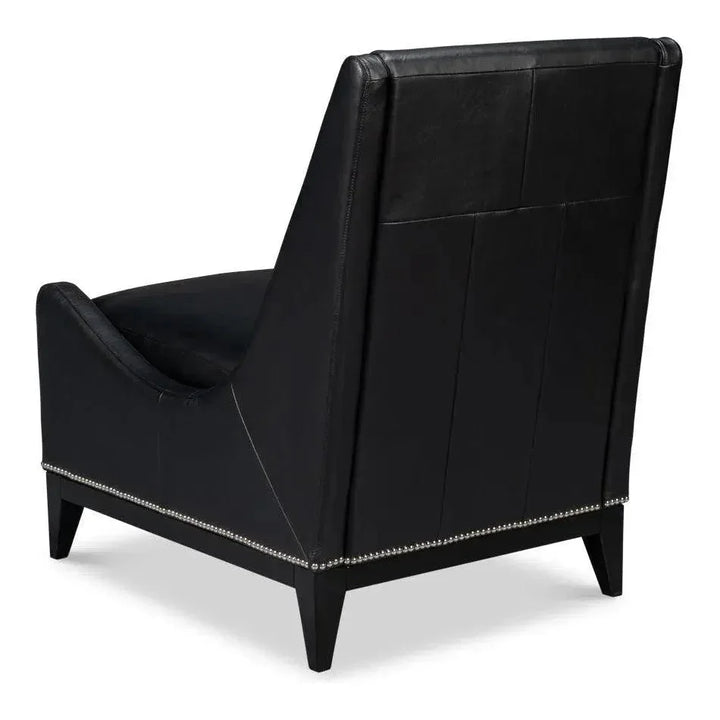 Brandy Leather Black Armless Accent Chair - LOOMLAN - Sarreid - Accent Chairs