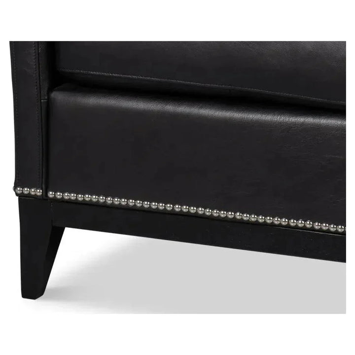 Brandy Leather Black Armless Accent Chair - LOOMLAN - Sarreid - Accent Chairs