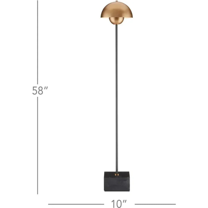 Brass & Black La Rue Gold Floor Lamp-Floor Lamps-Currey & Co-LOOMLAN