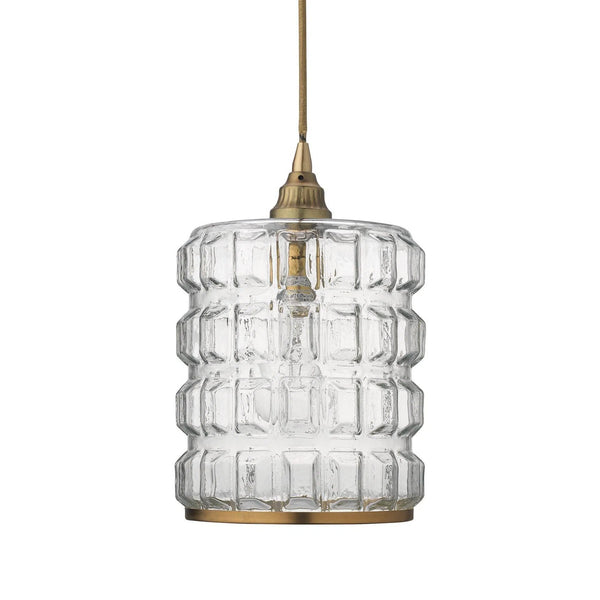 Brass & Clear Textured Glass Madison Pendant Pendants LOOMLAN By Jamie Young