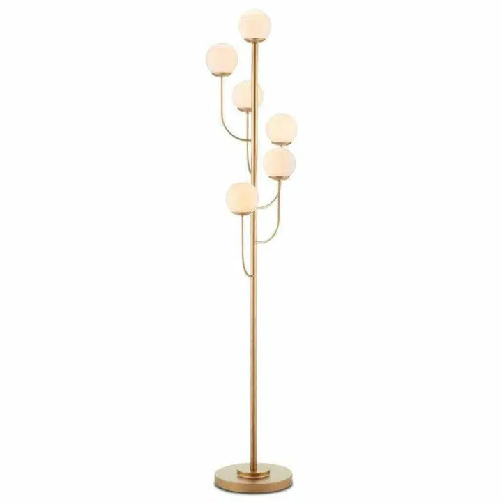 Brass Farnsworth Gold Floor Lamp-Floor Lamps-Currey & Co-LOOMLAN