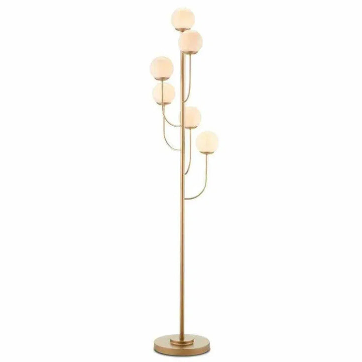 Brass Farnsworth Gold Floor Lamp-Floor Lamps-Currey & Co-LOOMLAN