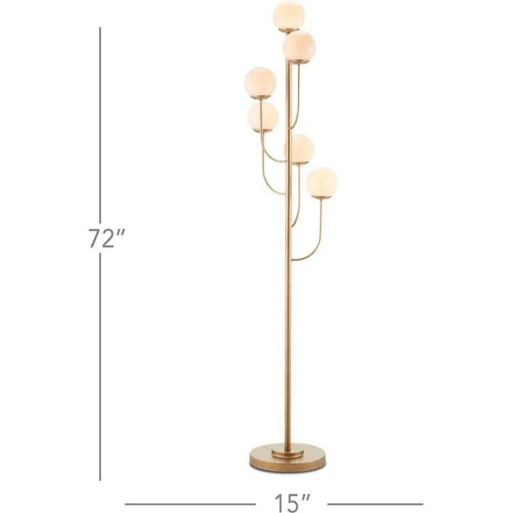 Brass Farnsworth Gold Floor Lamp-Floor Lamps-Currey & Co-LOOMLAN