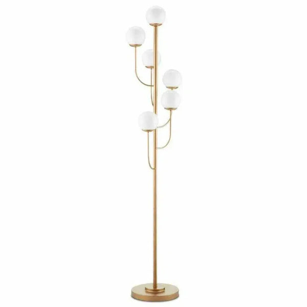 Brass Farnsworth Gold Floor Lamp-Floor Lamps-Currey & Co-LOOMLAN