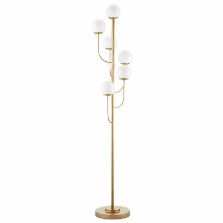 Brass Farnsworth Gold Floor Lamp-Floor Lamps-Currey & Co-LOOMLAN