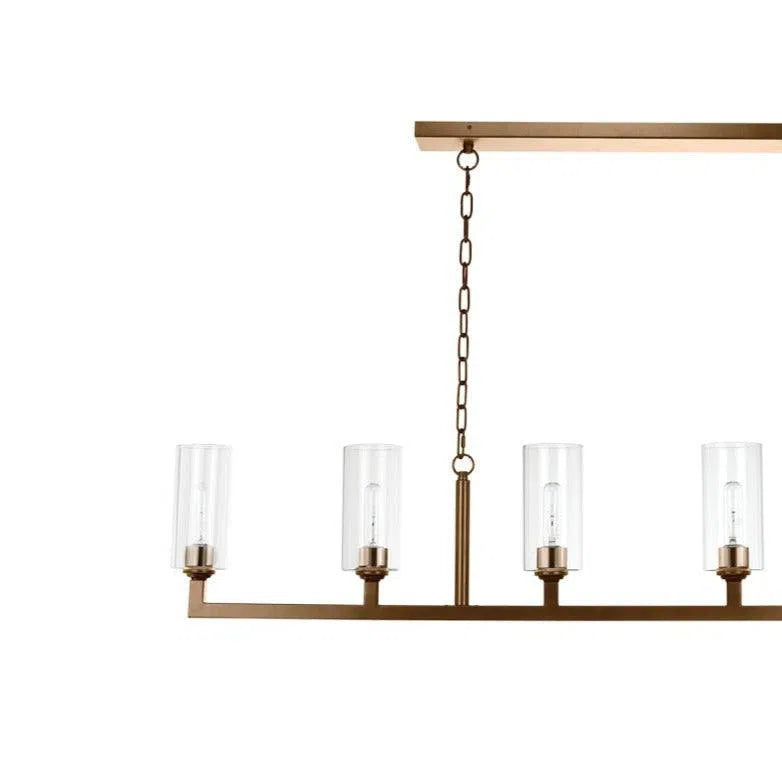 Brass & Glass Dining Room Linear 6 Light Chandelier Chandeliers LOOMLAN By Jamie Young