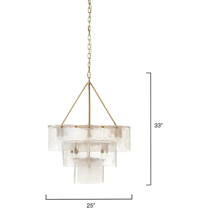 Brass & Glass Foyer Perignon Three Tier Chandelier - LOOMLAN