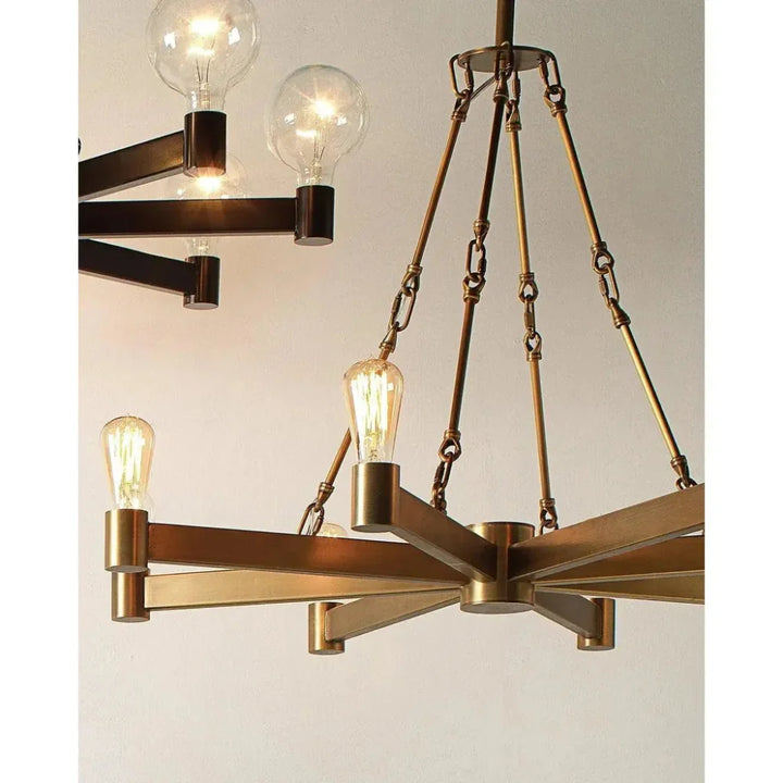 Brass Mid - Century Manchester 8 Light Chandelier - LOOMLAN - Jamie Young - Chandeliers