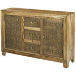 Brass Overlay 3 Drawer 2 Door Cabinet Zaley