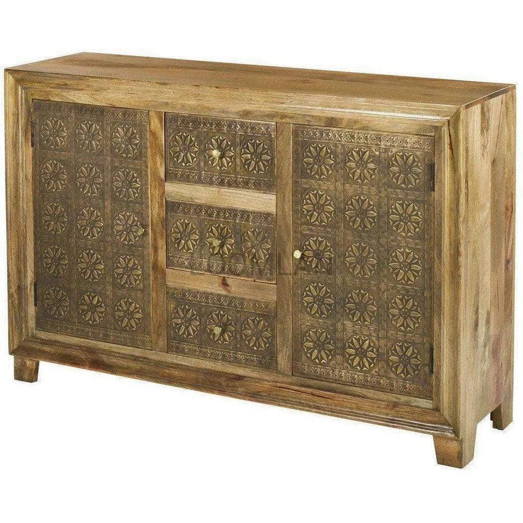 Brass Overlay 3 Drawer 2 Door Cabinet Zaley