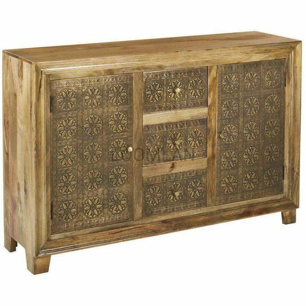 Brass Overlay 3 Drawer 2 Door Cabinet Zaley