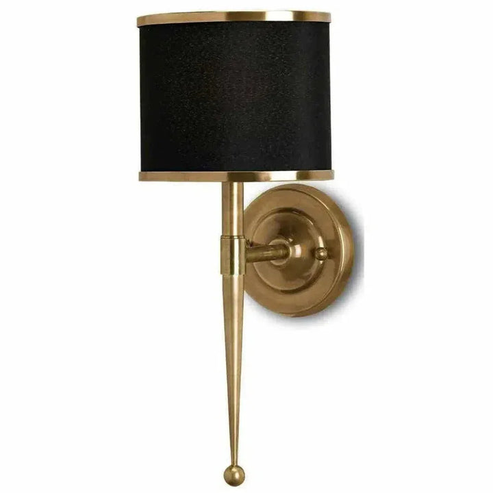 Brass Primo Black Brass Wall Sconce - LOOMLAN - Currey & Co - Wall Sconces