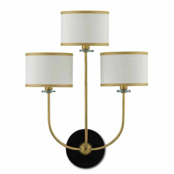 Brass Satin Black White Croydon Wall Sconce - LOOMLAN - Currey & Co - Wall Sconces