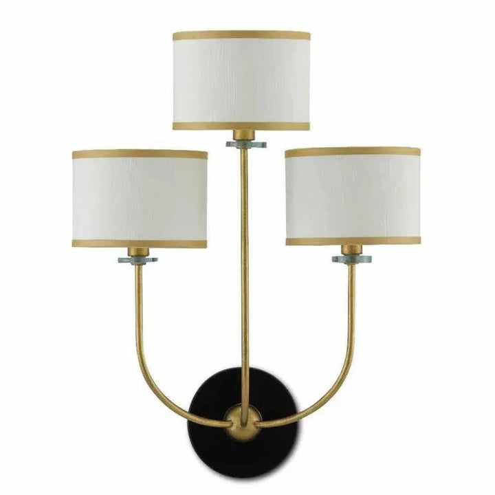 Brass Satin Black White Croydon Wall Sconce - LOOMLAN - Currey & Co - Wall Sconces