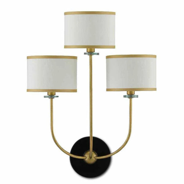 Brass Satin Black White Croydon Wall Sconce Wall Sconces LOOMLAN By Currey & Co