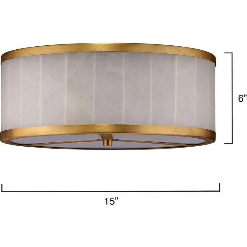 Brass & White Alabaster Large Upsala Flush Mount-Flush Mounts-Jamie Young-LOOMLAN