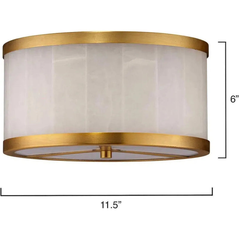 Brass & White Alabaster Small Upsala Flush Mount-Flush Mounts-Jamie Young-LOOMLAN