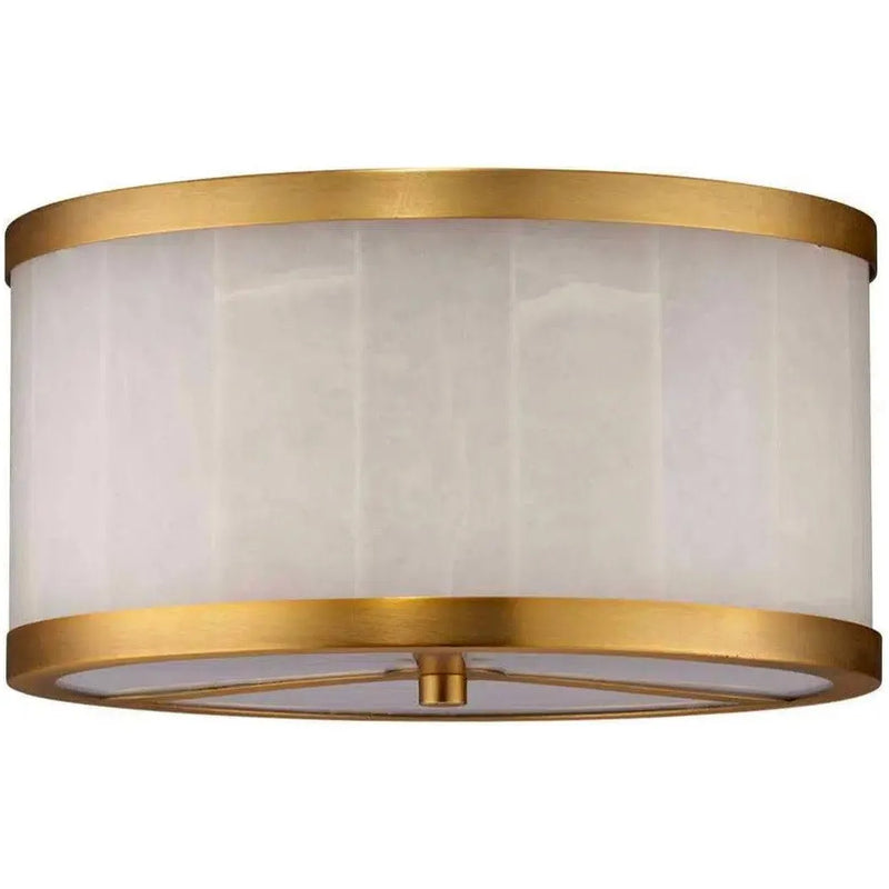 Brass & White Alabaster Small Upsala Flush Mount-Flush Mounts-Jamie Young-LOOMLAN