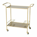Brass and Gold With Mirror Shelves Small Wheeled Bar Cart Trolley Home Bar Carts LOOMLAN By LHIMPORTS