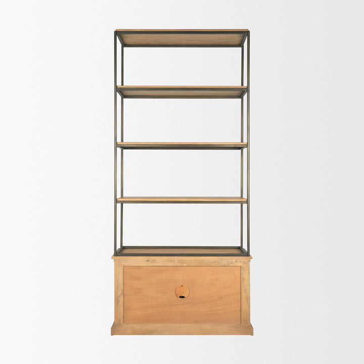 Braxton Light Brown Wood Shelving Unit-Etageres-Mercana-LOOMLAN