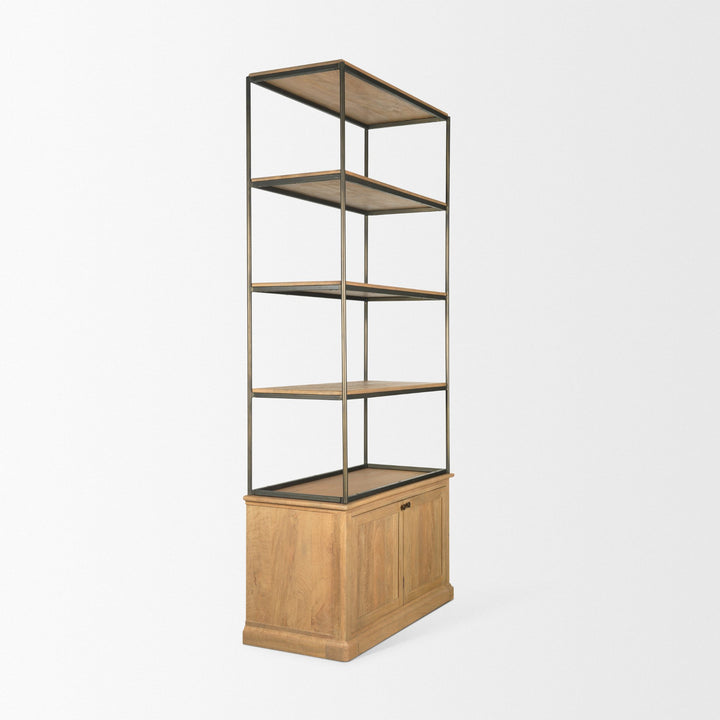 Braxton Light Brown Wood Shelving Unit-Etageres-Mercana-LOOMLAN